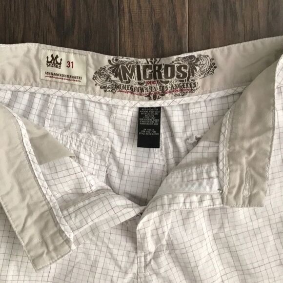 Micros 31 Waist Casual Grid Board Shorts Flat Front Check 11" Vacation Summer - Picture 5 of 7